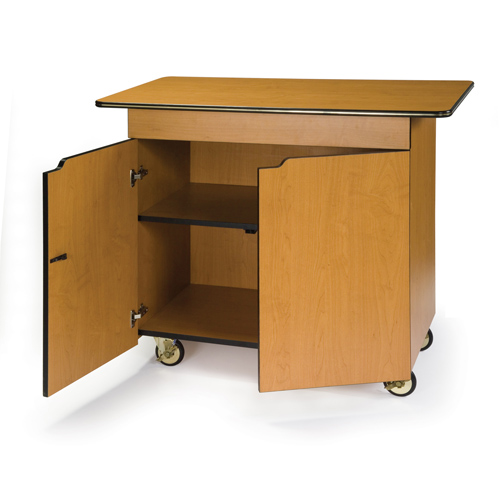 Enclosed-Service-Cart-Hinged-Doors-Center-Drawer-Fixed