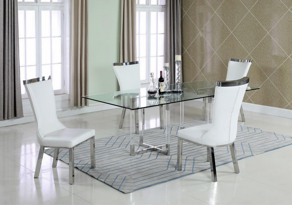 Dining Set Glass Table Side Chairs